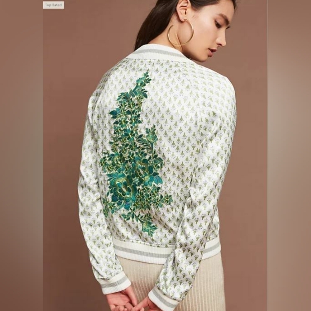 Anthropologie TINY Editions Bomber Jacket Off  White S